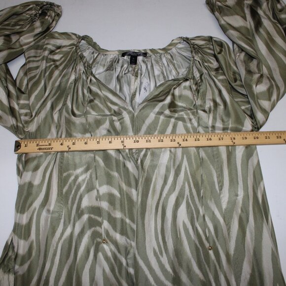 Banana Republic Dress $270 Sz S Mossy Green Tan Belt Unlined 100% Silk Dress - Picture 15 of 16
